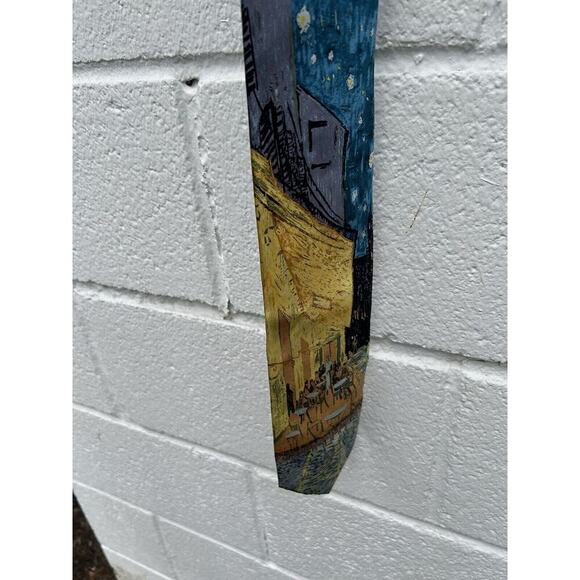 Museum Artifacts VINCENT VAN GOGH 1888 Cafe-Terrasse Handmade Silk Tie - Picture 4 of 4